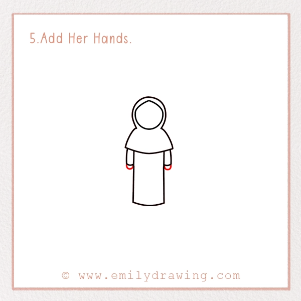 How to Draw a Muslim Girl - Step 5 - Add Her Hands.