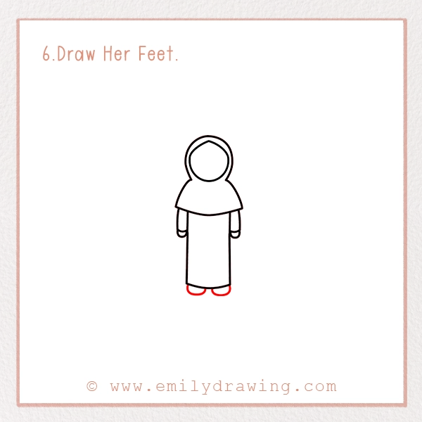 How to Draw a Muslim Girl - Step 6 - Draw Her Feet.