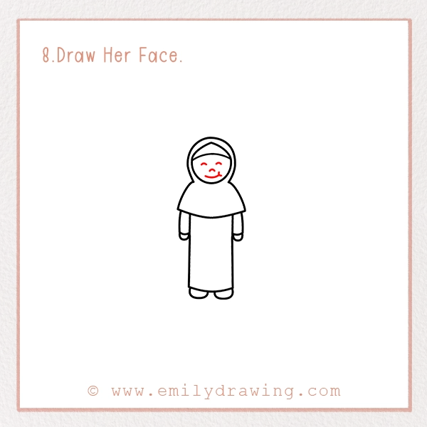 How to Draw a Muslim Girl - Step 8 - Draw Her Face.