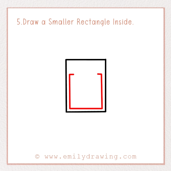 How to Draw a Prayer Mat - Step 5 - Draw a Smaller Rectangle Inside.