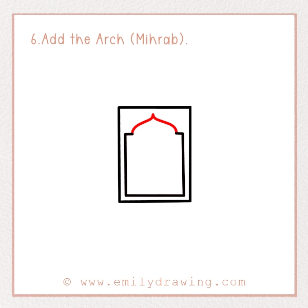 How to Draw a Prayer Mat - Step 6 - Add the Arch (Mihrab).
