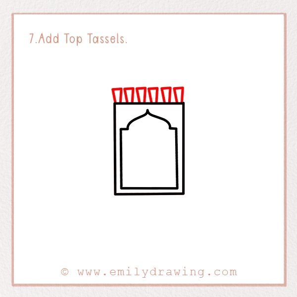 How to Draw a Prayer Mat - Step 7 - Add Top Tassels.