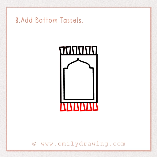 How to Draw a Prayer Mat - Step 8 - Add Bottom Tassels.