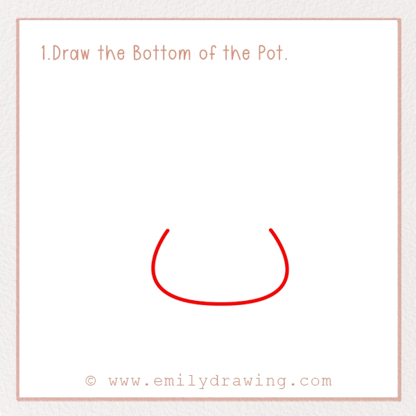 How to Draw St. Patrick’s Day Rainbow and Pot of Gold - Step 1 - Draw the Bottom of the Pot.