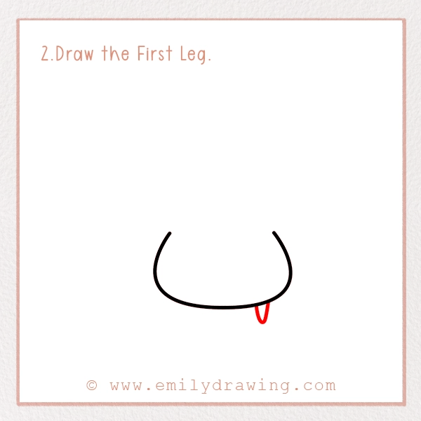 How to Draw St. Patrick’s Day Rainbow and Pot of Gold - Step 2 - Draw the First Leg.