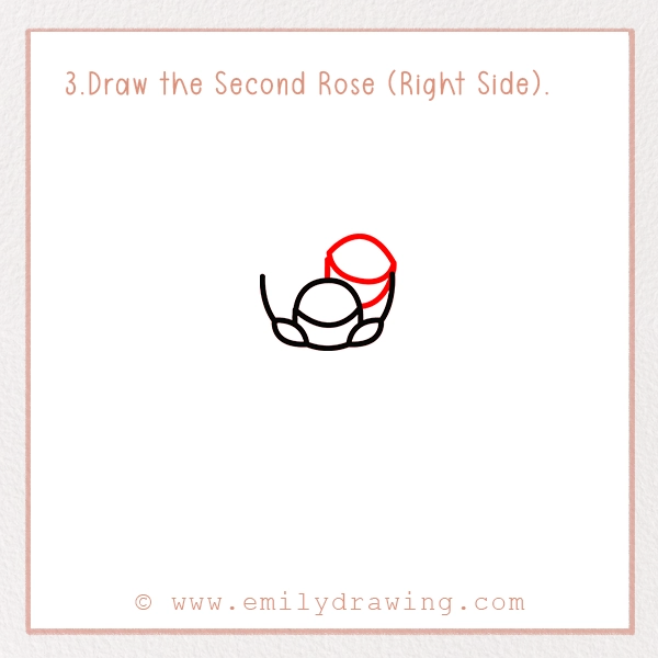 How to Draw a Valentine Rose Bouquet - Step 3 - Draw the Second Rose (Right Side).