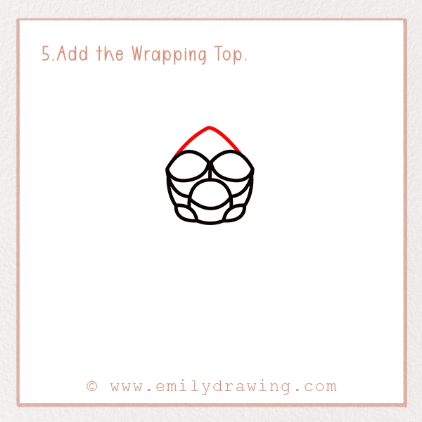 How to Draw a Valentine Rose Bouquet - Step 5 - Add the Wrapping Top.