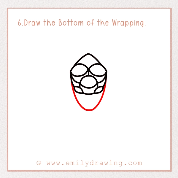 How to Draw a Valentine Rose Bouquet - Step 6 - Draw the Bottom of the Wrapping.