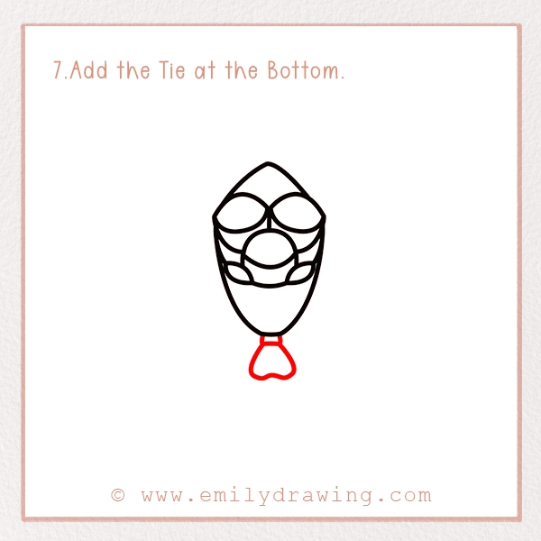 How to Draw a Valentine Rose Bouquet - Step 7 - Add the Tie at the Bottom.