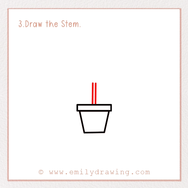 How to Draw a Valentine Rose - Step 3 - Draw the Stem.