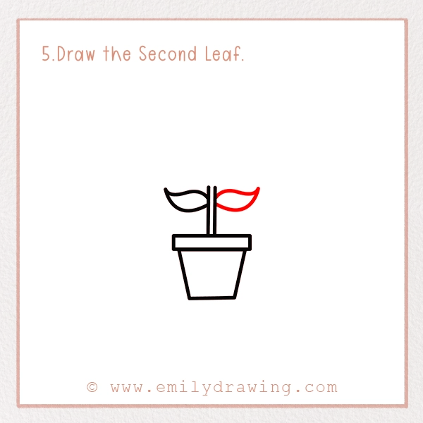 How to Draw a Valentine Rose - Step 5 - Draw the Second Leaf.