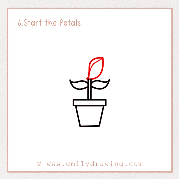How to Draw a Valentine Rose - Step 6 - Start the Petals.