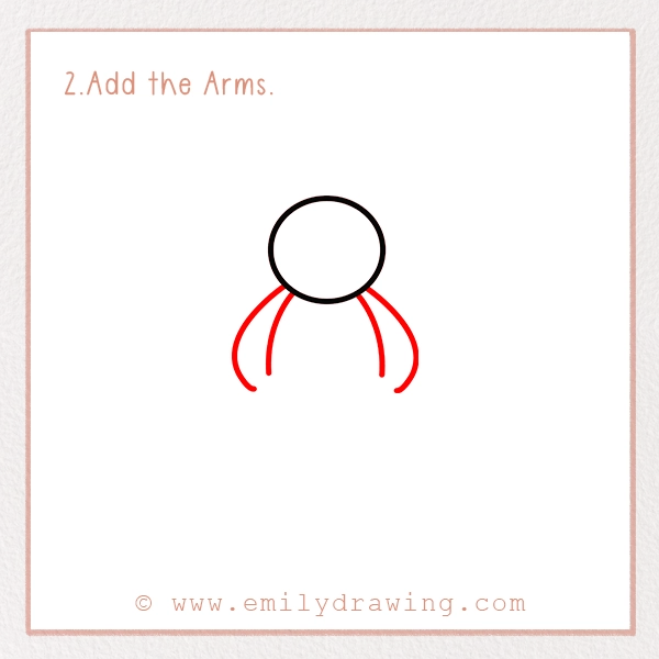 How to Draw a Valentine Teddy Bear - Step 2 - Add the Arms.