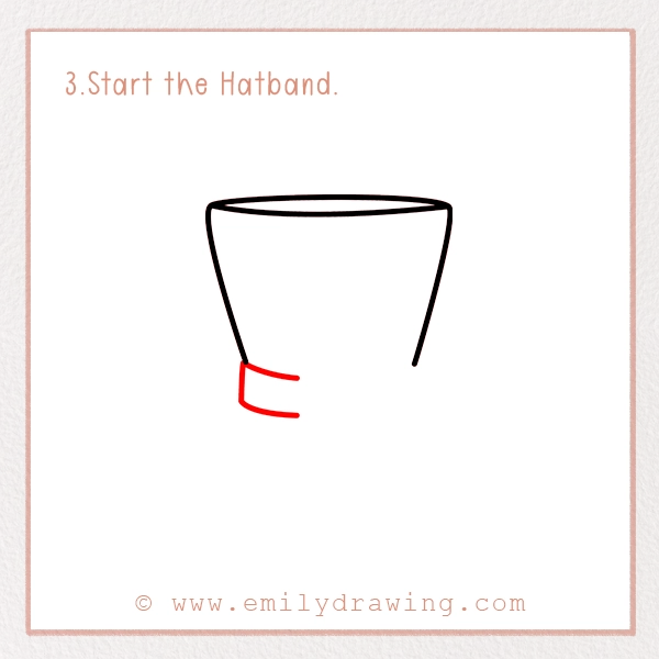 How to Draw St. Patrick’s Day Top Hat - Step 3 - Start the Hatband.