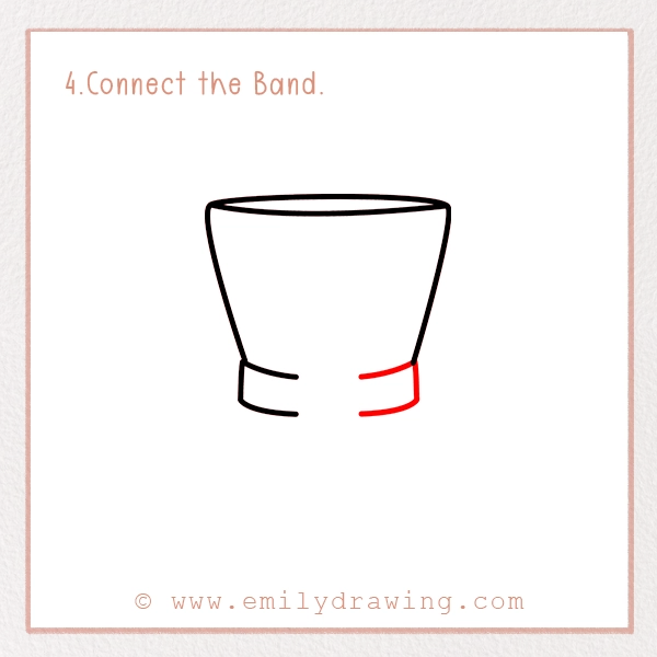 How to Draw St. Patrick’s Day Top Hat - Step 4 - Connect the Band.