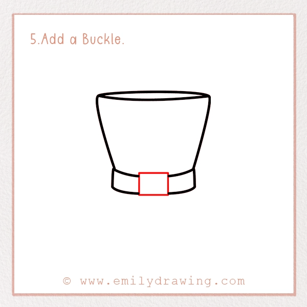 How to Draw St. Patrick’s Day Top Hat - Step 5 - Add a Buckle.