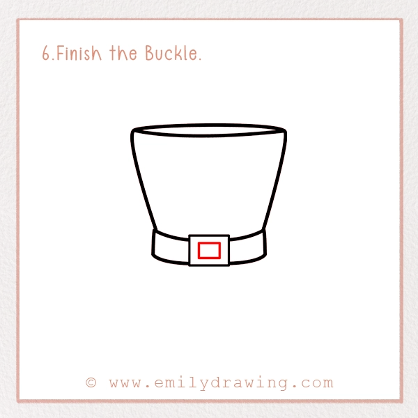 How to Draw St. Patrick’s Day Top Hat - Step 6 - Finish the Buckle.