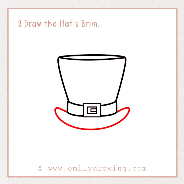 How to Draw St. Patrick’s Day Top Hat - Step 8 - Draw the Hat’s Brim.