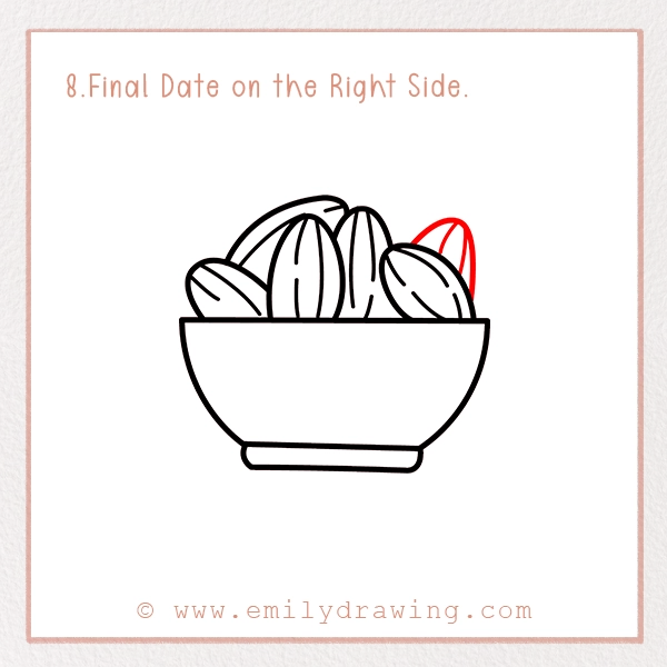How to Draw Ramadan dates - Step 8 - Final Date on the Right Side.