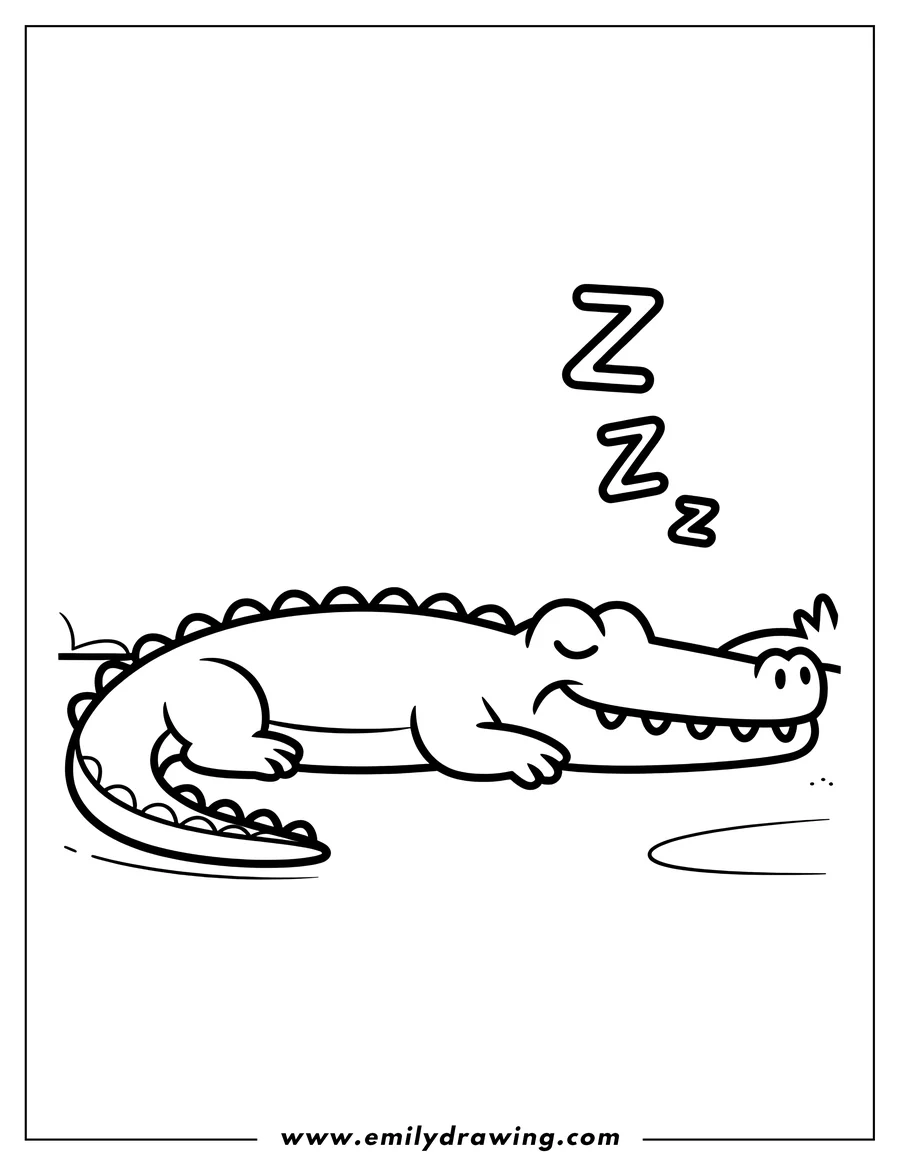 Outline of a sleeping alligator with Z's floating above its head.