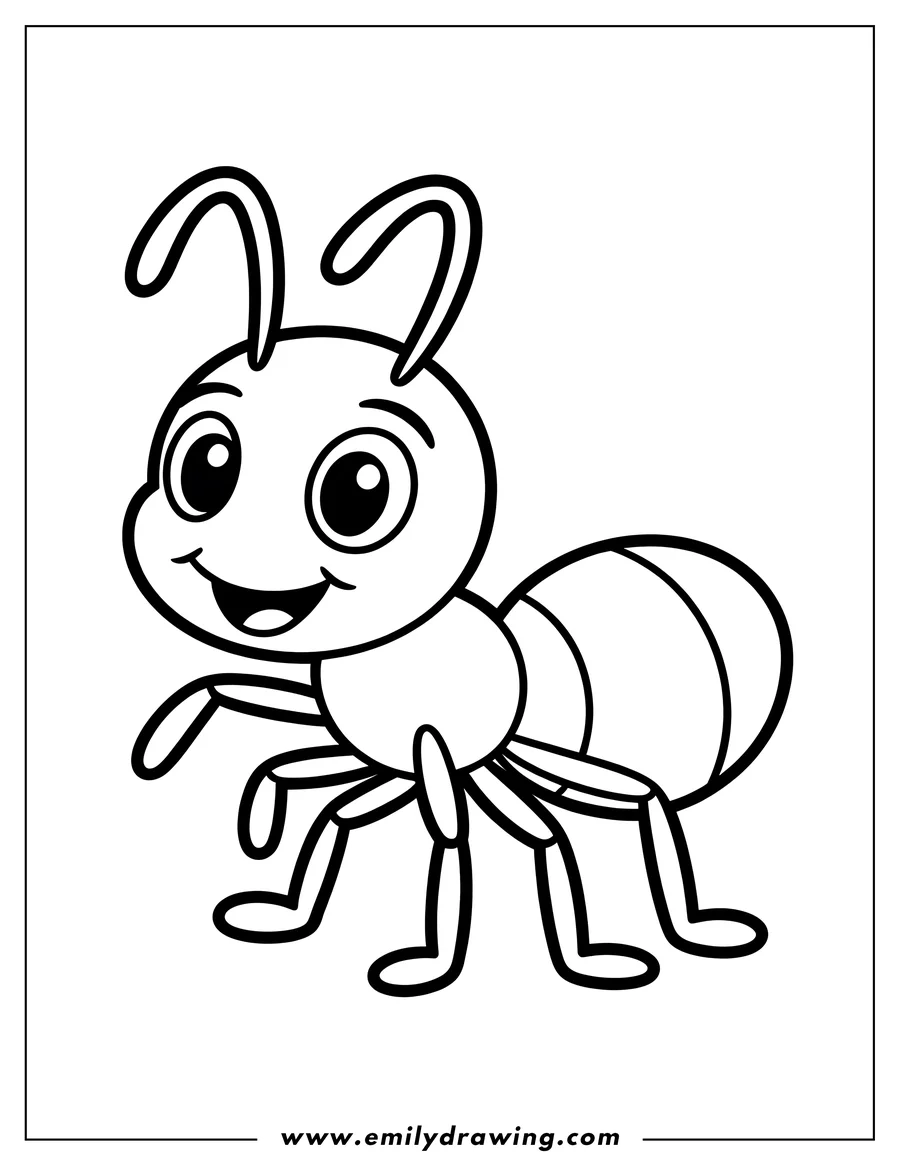 Outline of a smiling ant.
