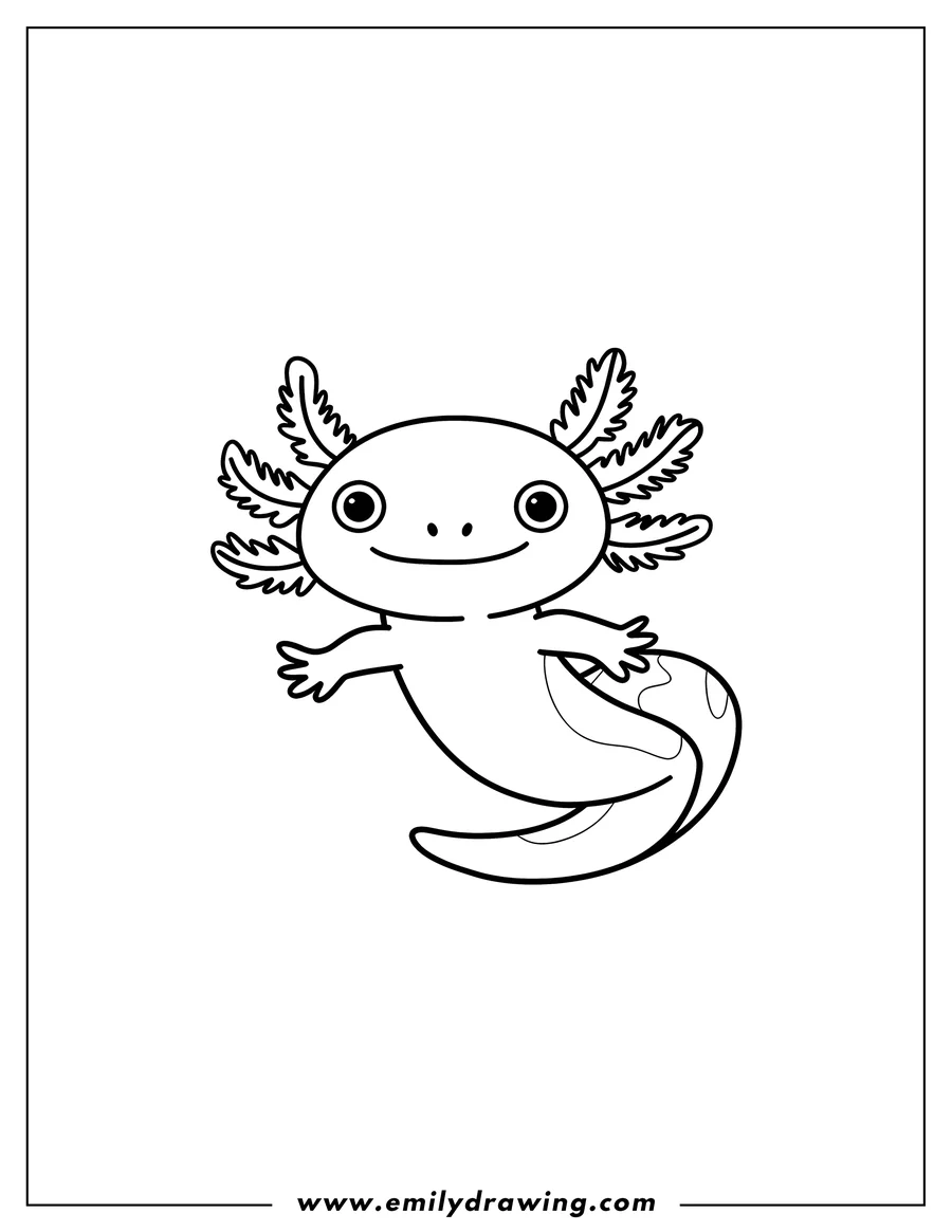 Outline of a smiling axolotl.