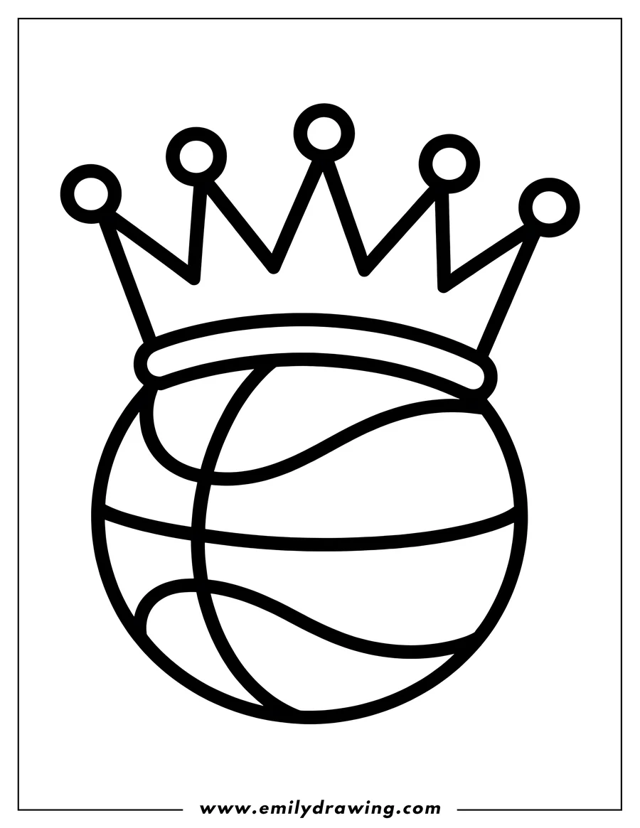 Outline of a basketball wearing a crown.