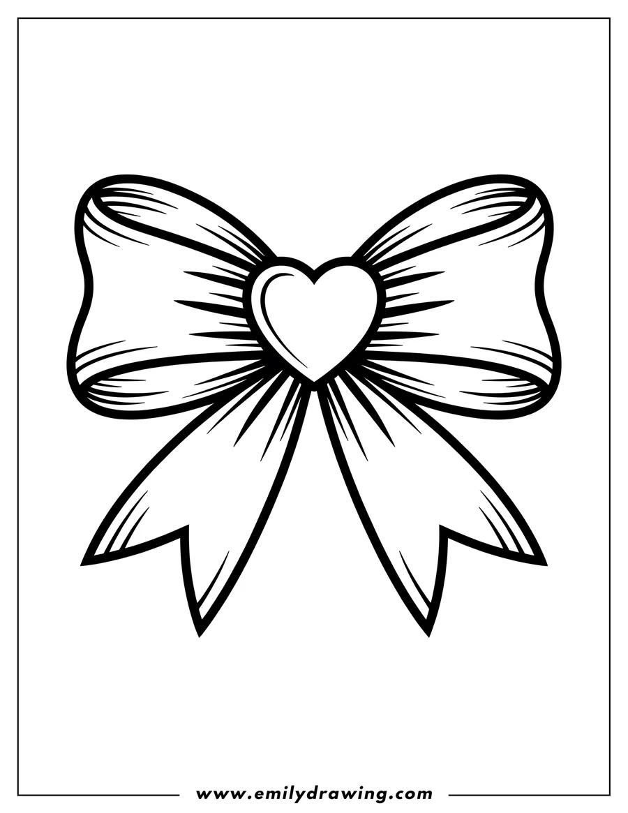 Line art of a bow with a heart at the center. Perfect for Valentine's or any occasion!