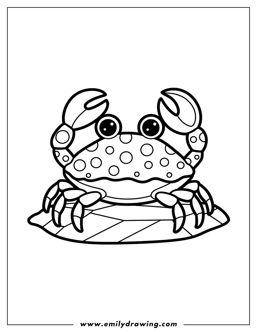 Outline of a crab with prominent claws standing on a rock.