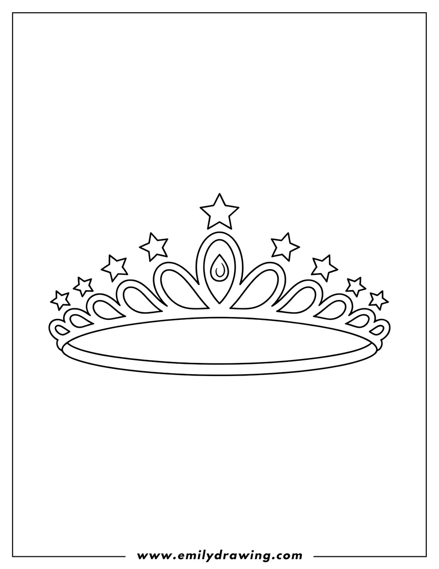Outline of a simple crown adorned with stars and a central jewel.