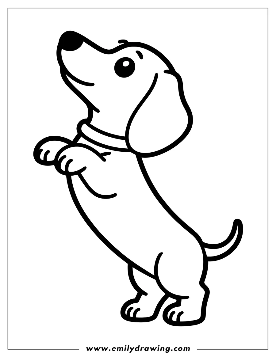 Outline of a dachshund standing on its hind legs.