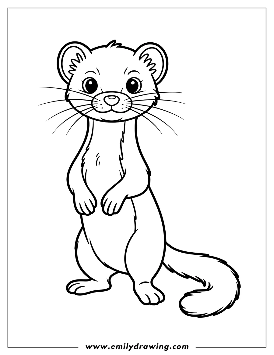 Line art of a ferret standing on its hind legs.