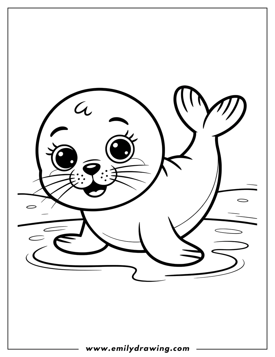 Outline of a baby harp seal.