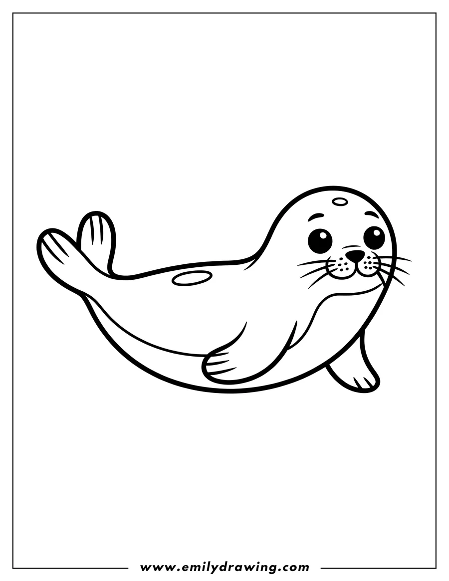 Outline of a harp seal gliding through the water.
