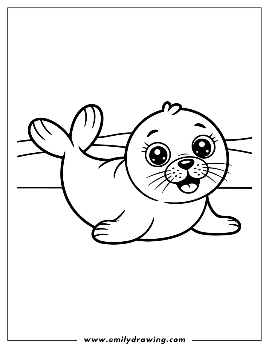 Outline of a harp seal pup.