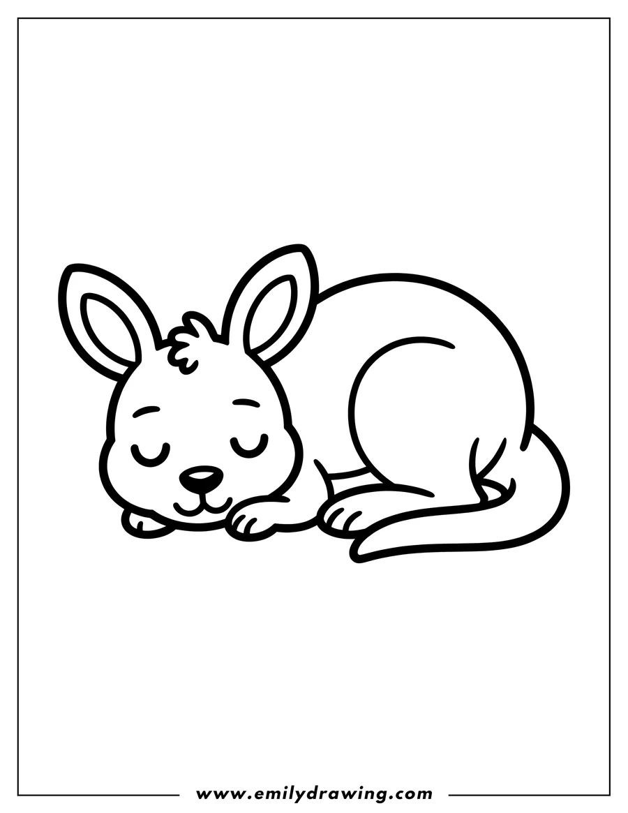 Outline of a sleeping kangaroo.