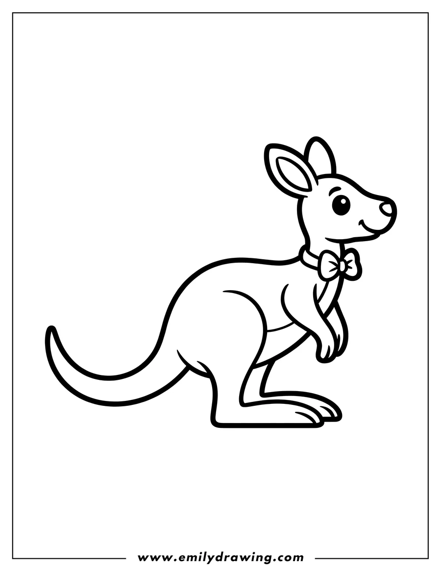 Outline of a kangaroo wearing a bow tie.