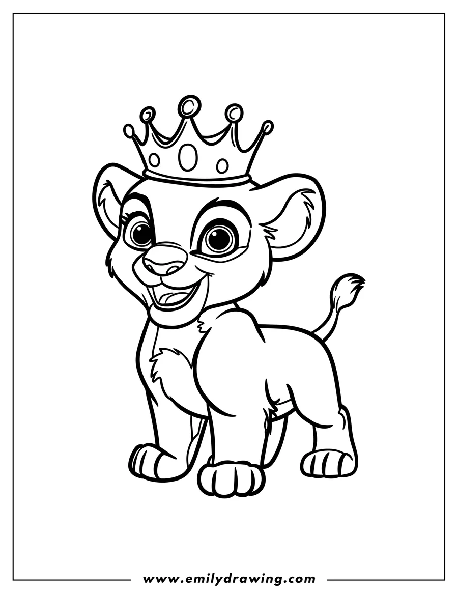 Outline of a lion cub wearing a crown