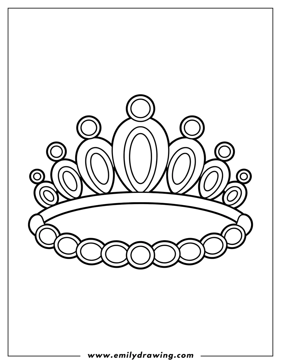 Simple line drawing of a majestic royal crown, ready to be colored.