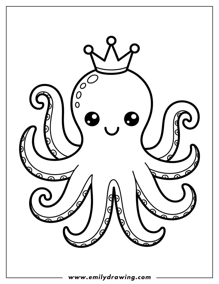 Outline of an octopus wearing a crown.