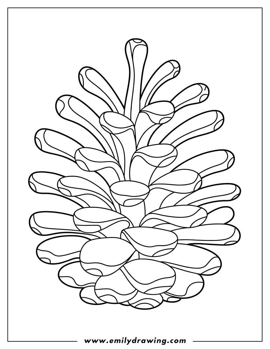 Line art of a pine cone.