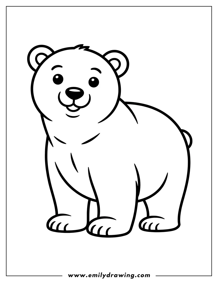 Outline of a friendly polar bear.