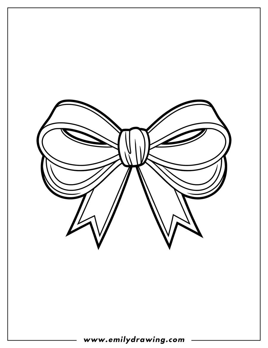 Outline of a ribbon tied in a bow with triangular ends.