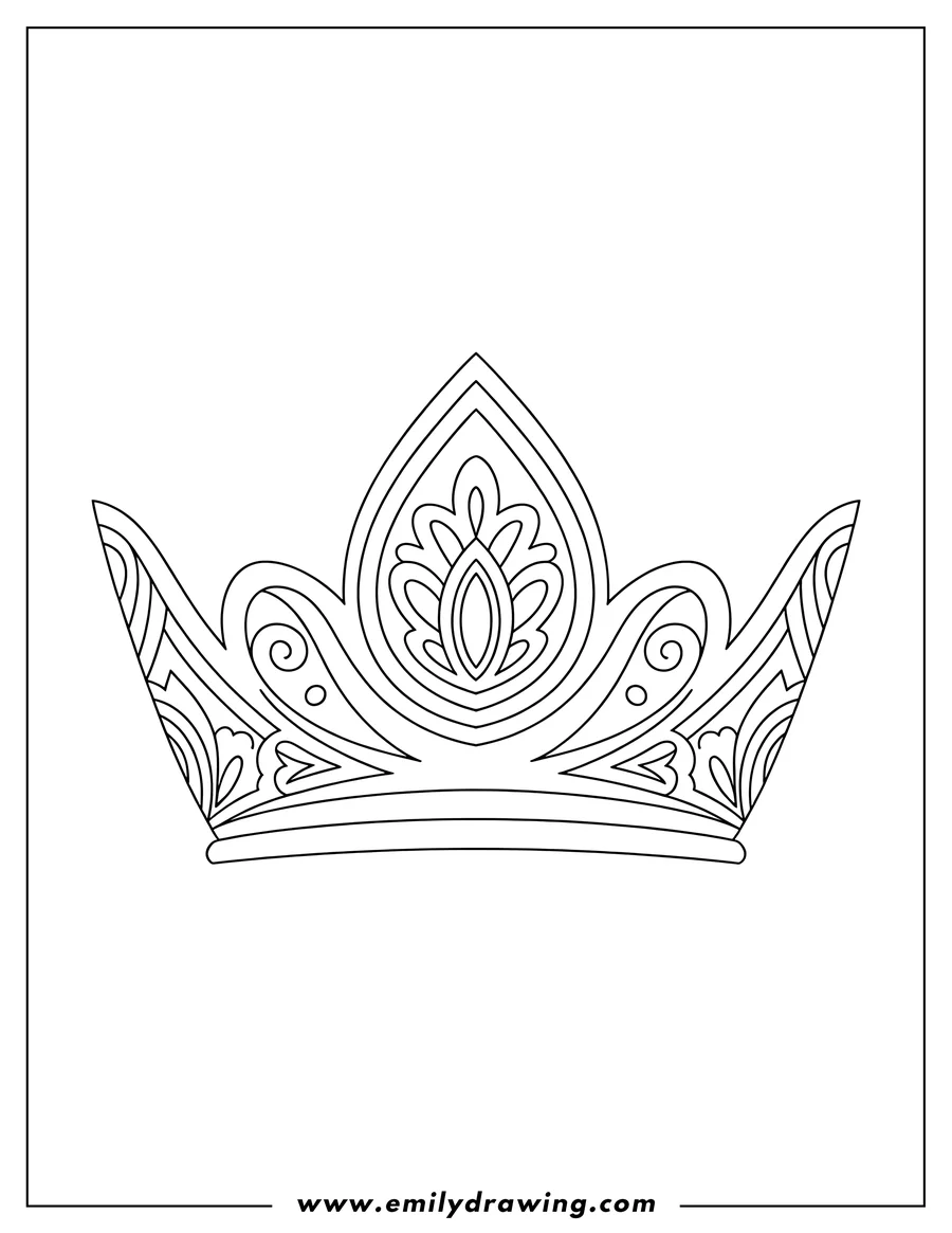 Outline of a royal crown with ornate details and a central peak.