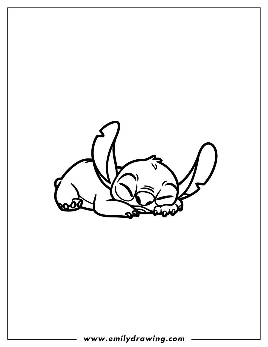 Outline of Stitch sleeping soundly.