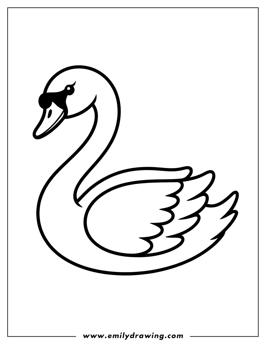 Line art of a swan wearing sunglasses.