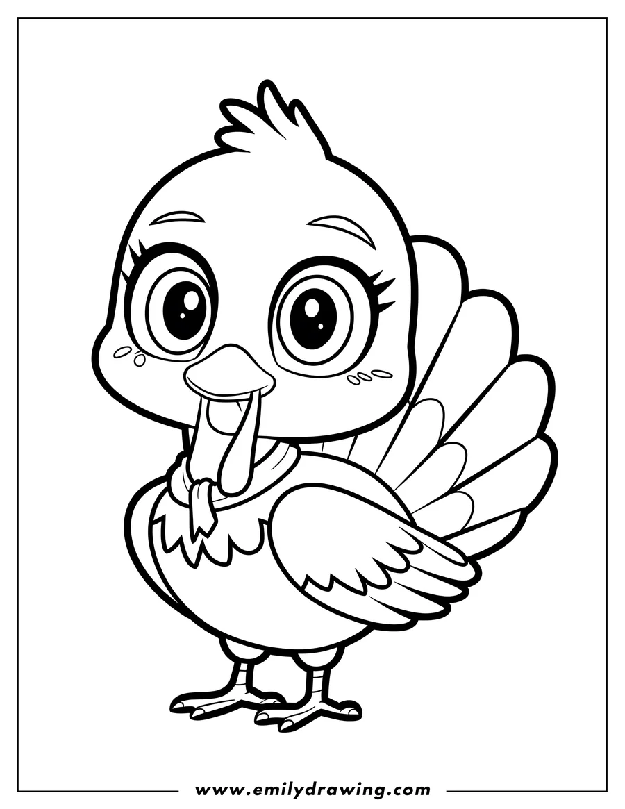 Outline of a young turkey wearing a neckerchief