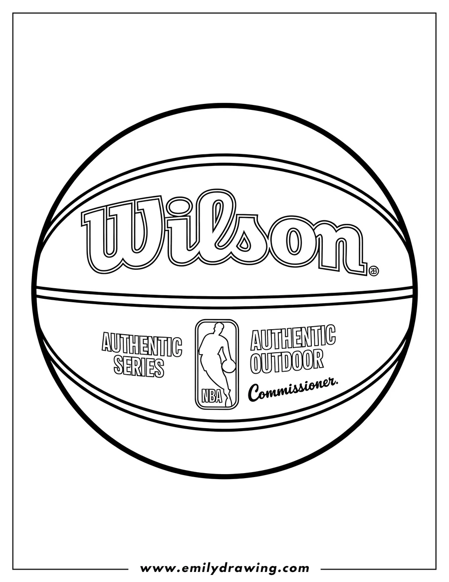 Line art of a Wilson basketball with the NBA logo. Perfect for coloring!
